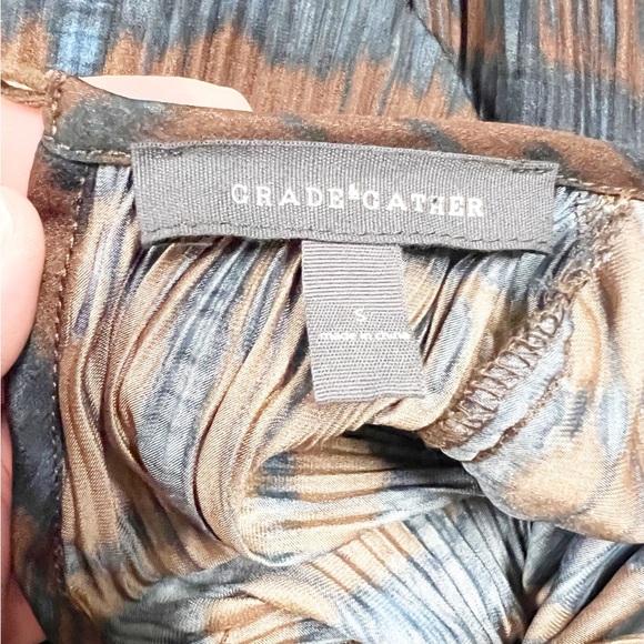 Grade & Gather Womens Cocoa Brown Navy Pleated Plaid Print Tunic Dress Size S - Picture 8 of 8